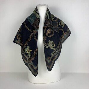 Ellen Tracy Elegant Black & Gold Silk Scarf - Chic 34x34" Accessory